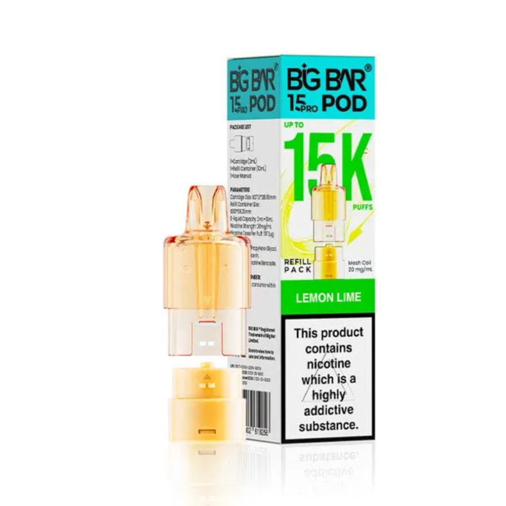 BIG BAR vape pod packaging with lemon lime flavor on a white background