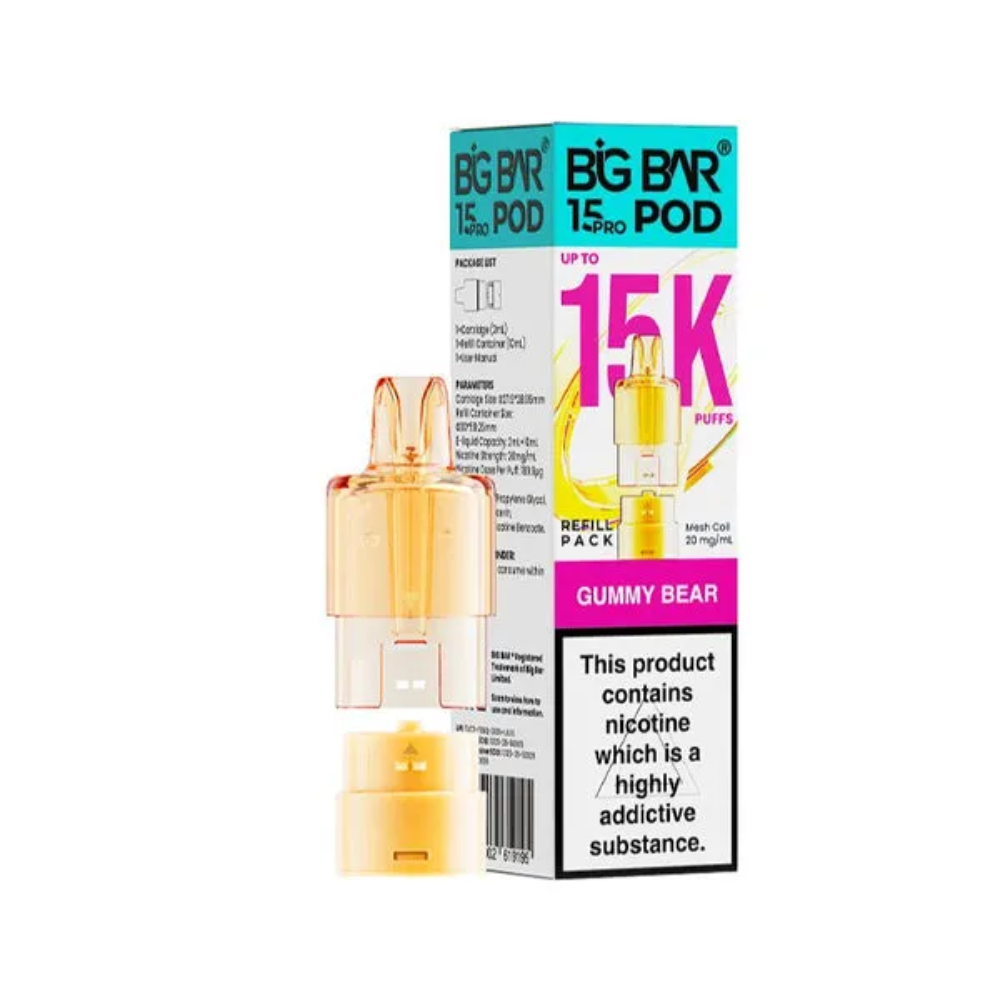 Vape pod and packaging with 'Big Bar' branding on a white background