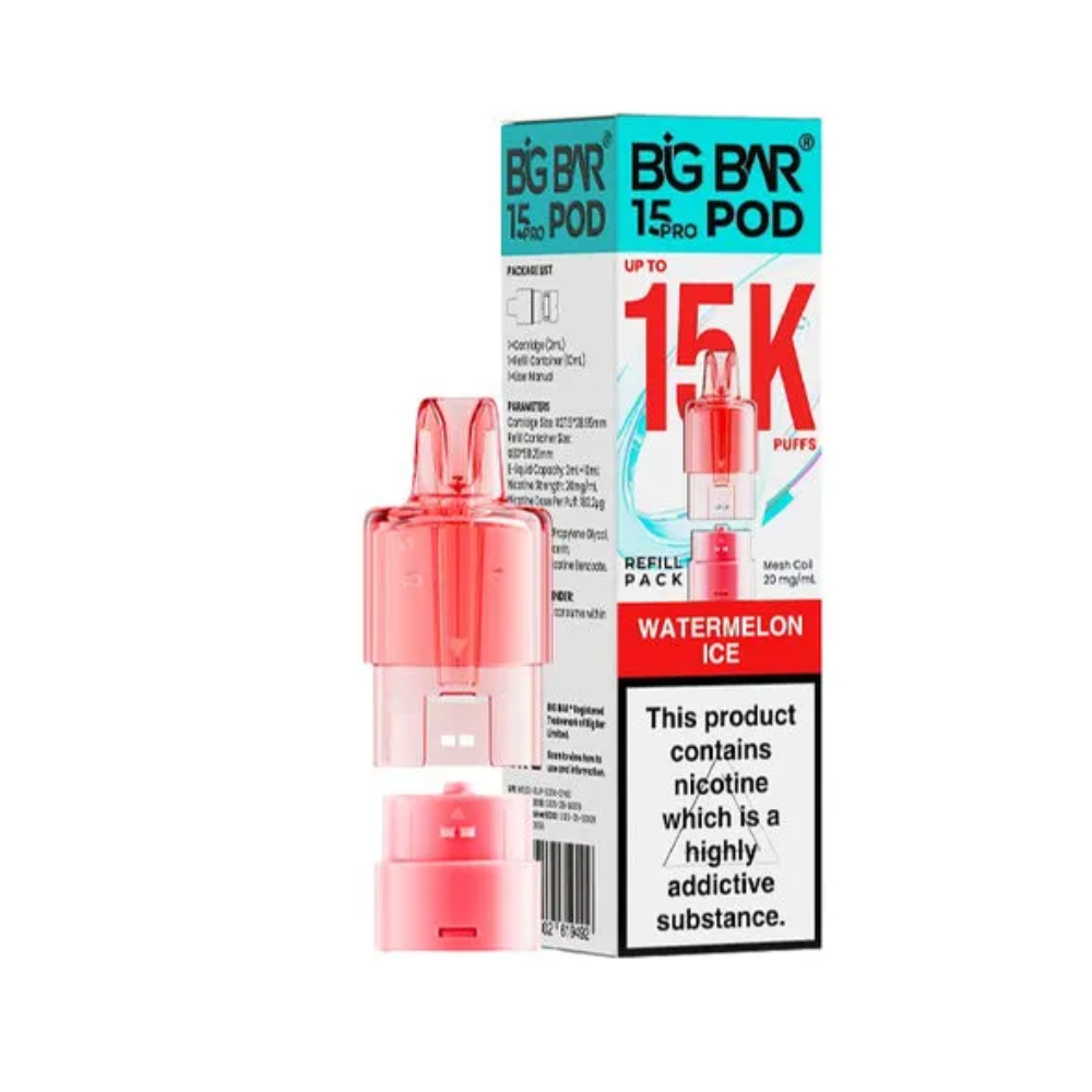 Vape pod and packaging with 'Big Bar' branding on a white background