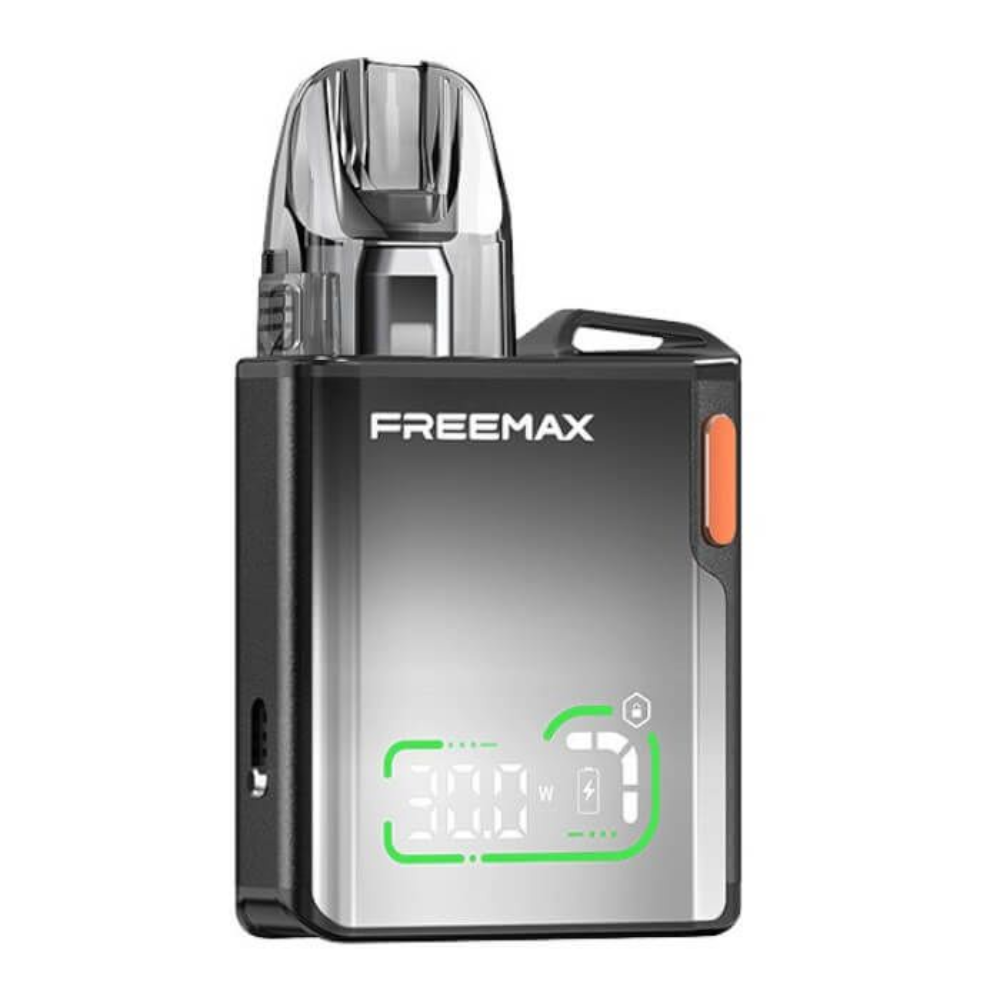 Freemax vaping device with digital display on a white background