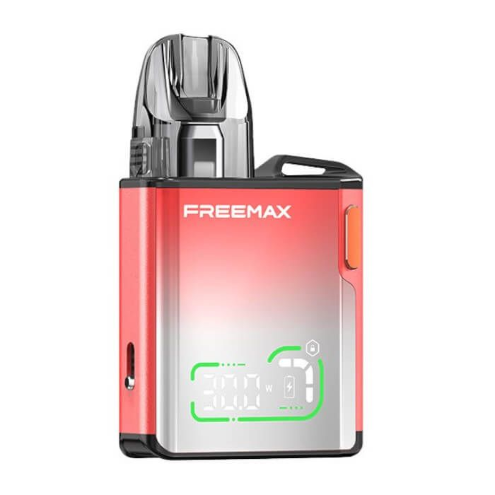 Freemax vaping device with digital display on a white background