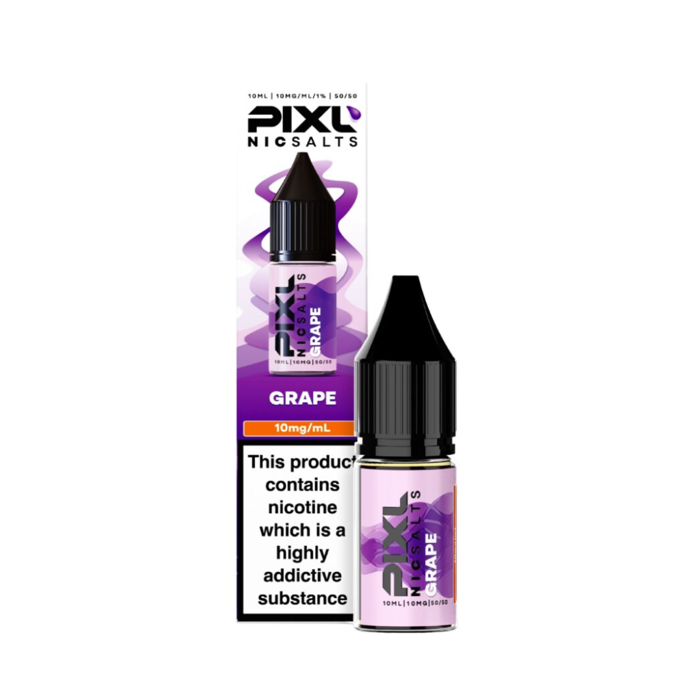 Pixl Nic Salts Grape e-liquid bottle and packaging on a white background
