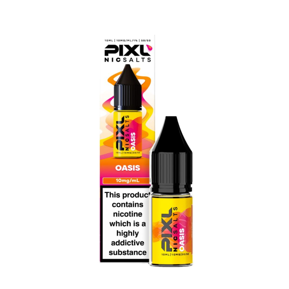 Pixl Nicsalts Oasis nicotine product with packaging on a white background