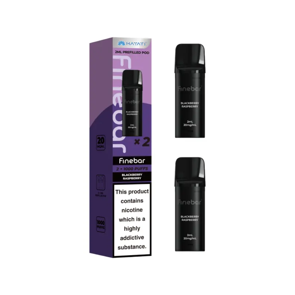 Finebar vape device and packaging on a white background