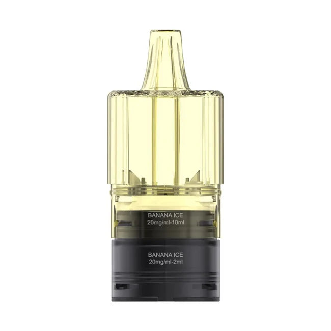 Vape juice carton with 'Banana Ice' flavor on a white background