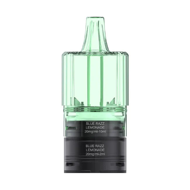 Clear vape device with black base on a white background