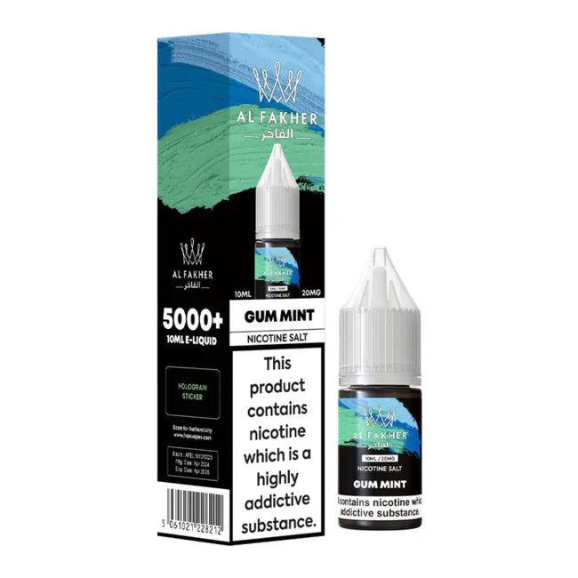 Al Fakher Gum Mint nicotine salt e-liquid packaging on a white background