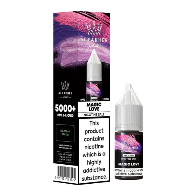 Al Fakher Magic Love nicotine salt e-liquid packaging on a white background