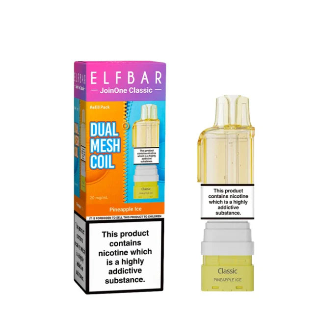 Elf Bar Dual Mesh Coil packaging with pineapple ice flavor on a white background