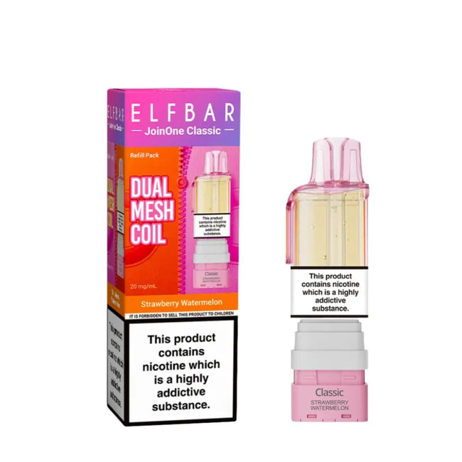 Elf Bar Dual Mesh Coil packaging with strawberry watermelon flavor on a white background