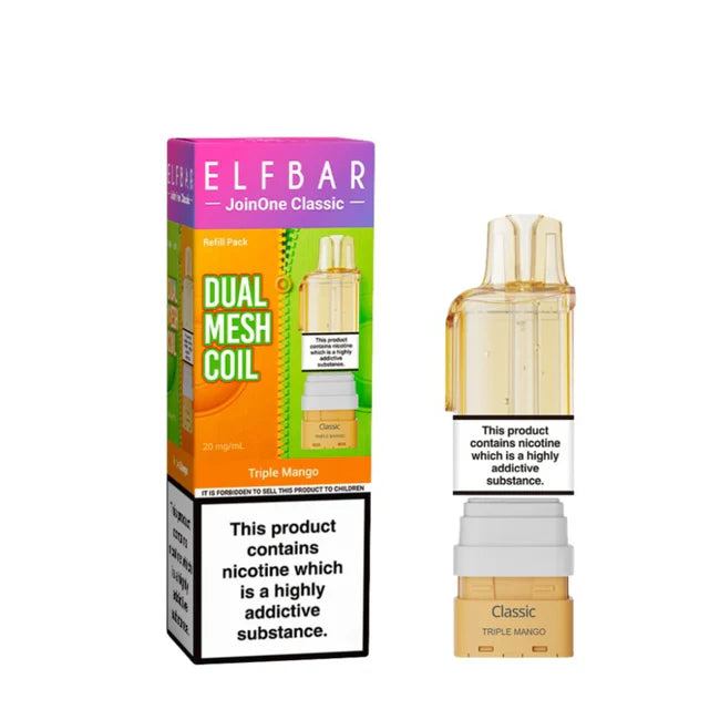 Elf Bar vape coil packaging with dual mesh coil and nicotine warning label on a white background