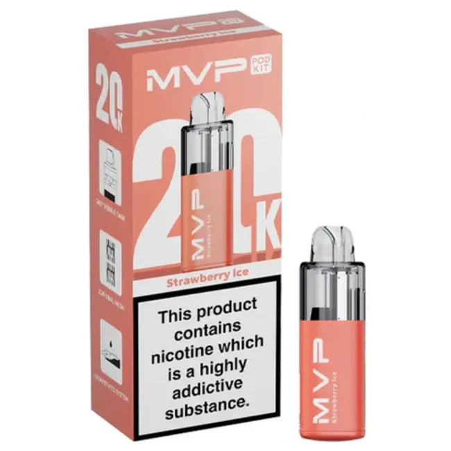 MVP vape device and packaging on a white background