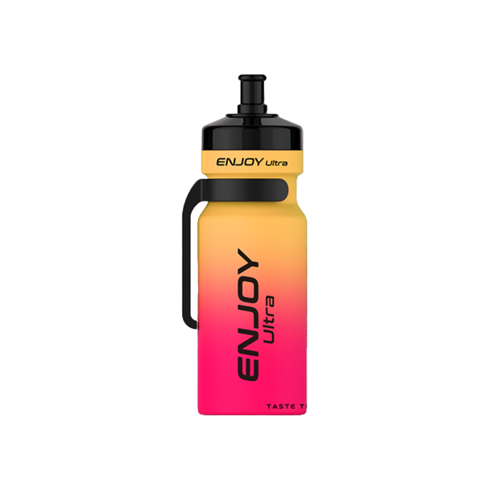 Gradient yellow to pink water bottle with 'ENJOY Ultra' branding on a white background