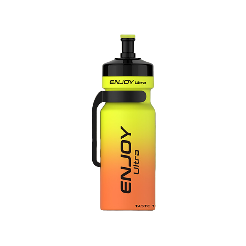 Gradient yellow to orange water bottle with 'ENJOY Ultra' branding on a white background