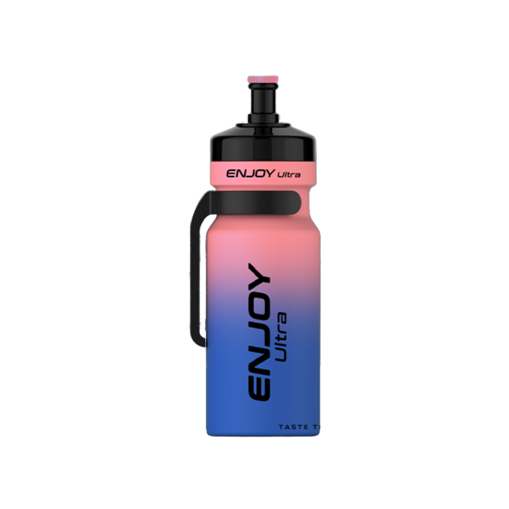 Gradient blue to pink water bottle with 'ENJOY Ultra' branding on a white background