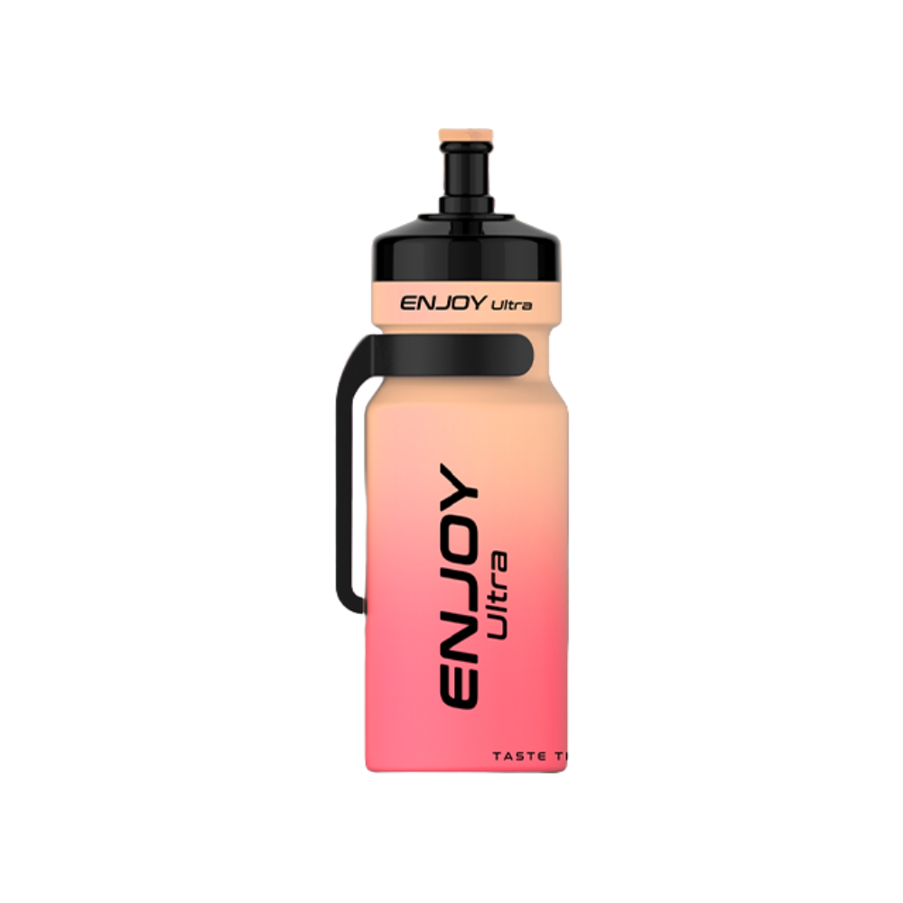 Gradient water bottle with 'ENJOY ultra' branding on a white background