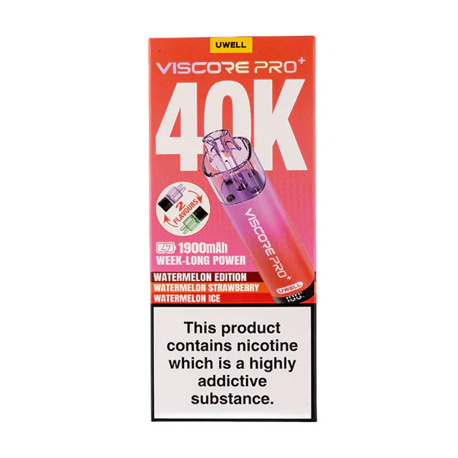 VISCORP PRO+ 40K vape device packaging with nicotine warning on a white background