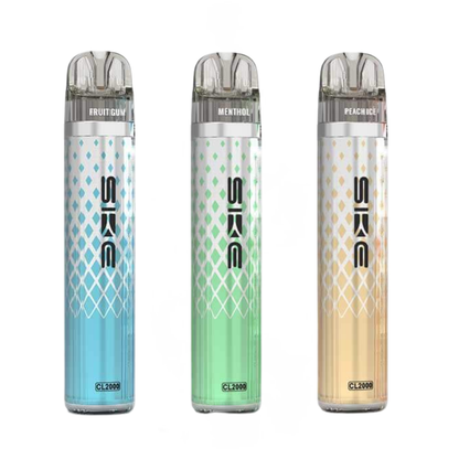 Three SWAN vape devices with different color patterns on a white background