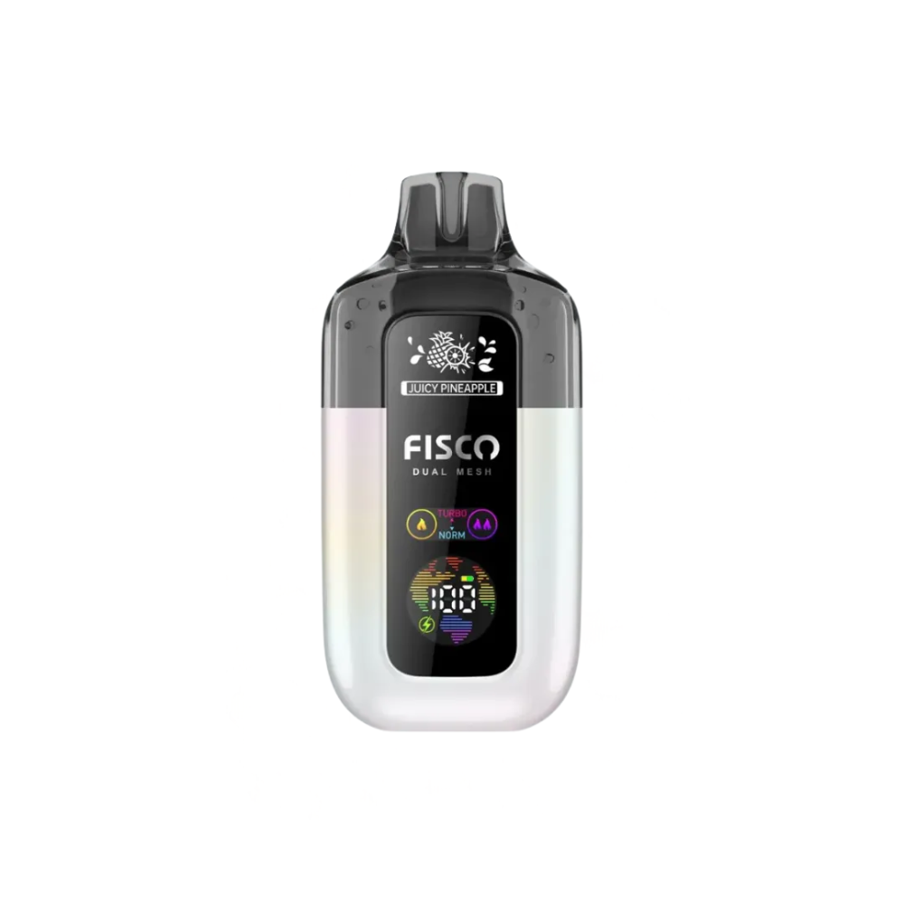 Fisco vaping device with digital display on a white background