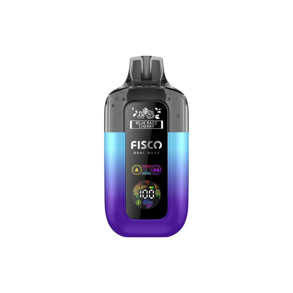 Fisco vape device with gradient purple and blue design on a white background