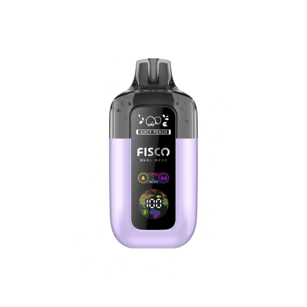 Fisco vaping device with a digital display on a white background