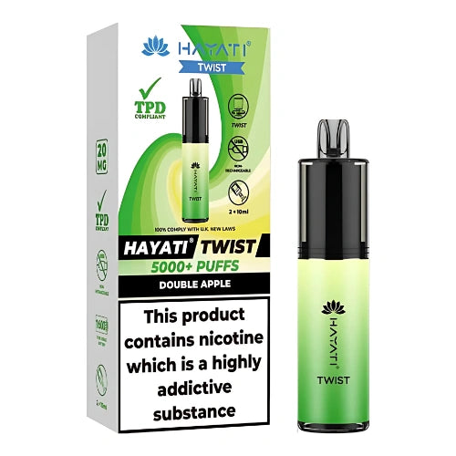 Hayati Twist 5000 Disposable Vape Device Pack Of 5, Double Apple