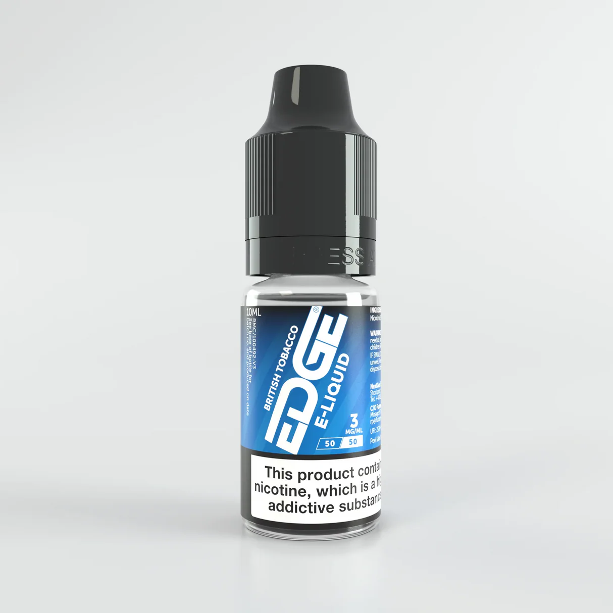 Bottle of Edge 3mg E-Liquid on a white background