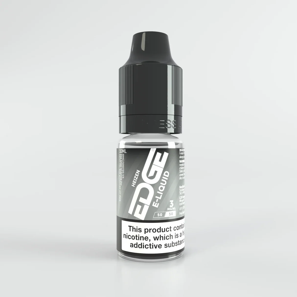 Bottle of EDGE e-liquid on a light gray background.