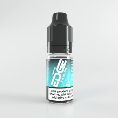 Bottle of EDGE e-liquid with a black cap on a light gray background.