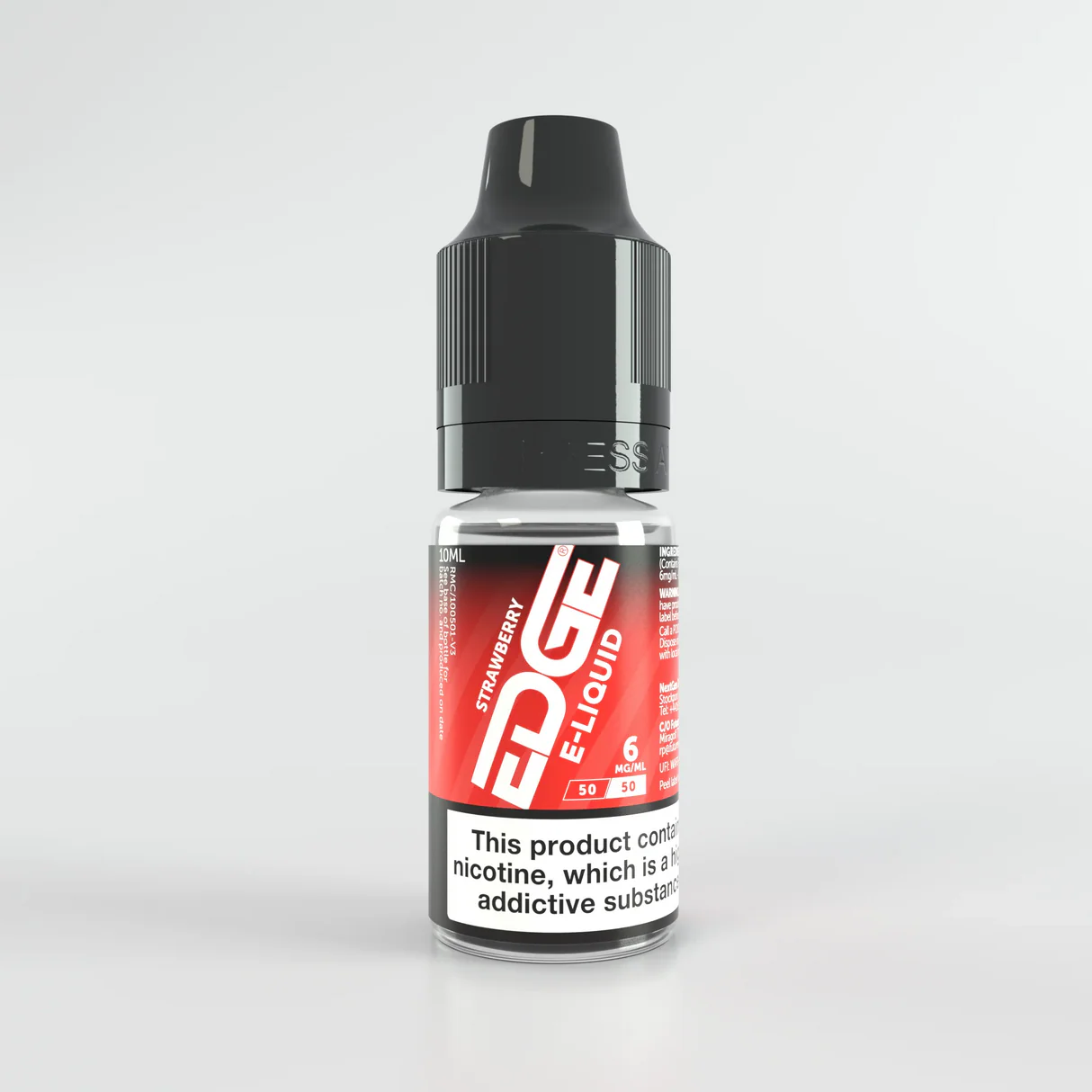 Bottle of Edge 6ml e-liquid with a red label on a white background.