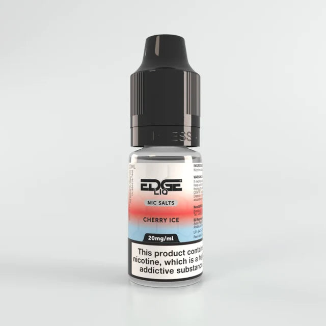 Edge Liq Cherry Ice 20mg  vape juice bottle on a light gray background.