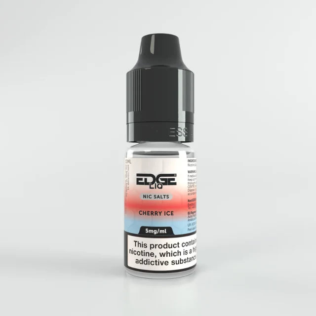 Edge Liq Cherry Ice vape juice bottle on a light gray background.