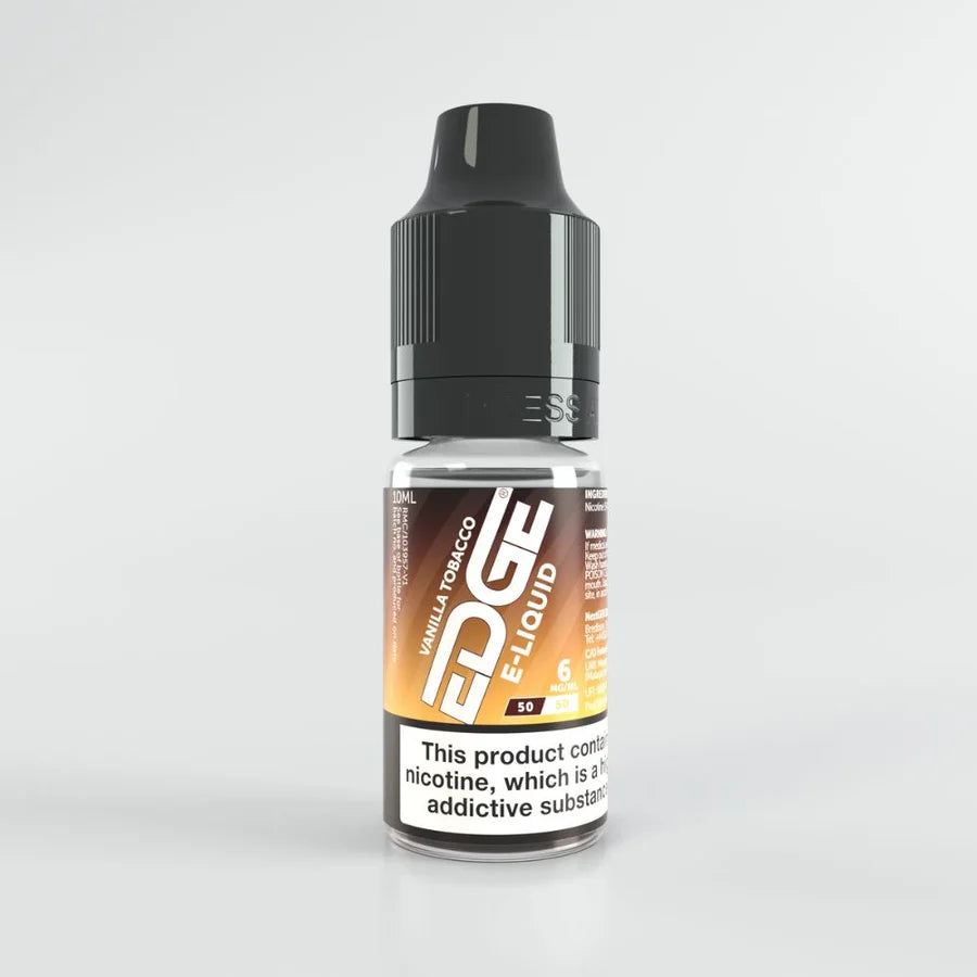 Bottle of Edge 6mg Vanilla Tobacco E-Liquid on a white background