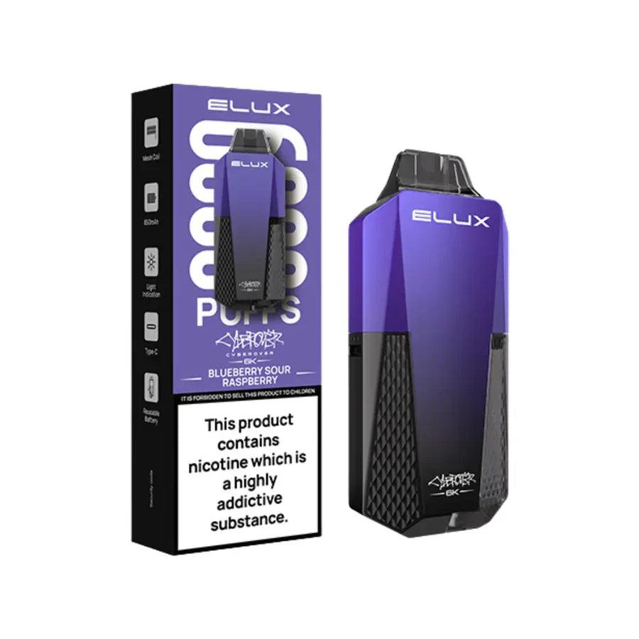 Elux vape device and packaging on a white background