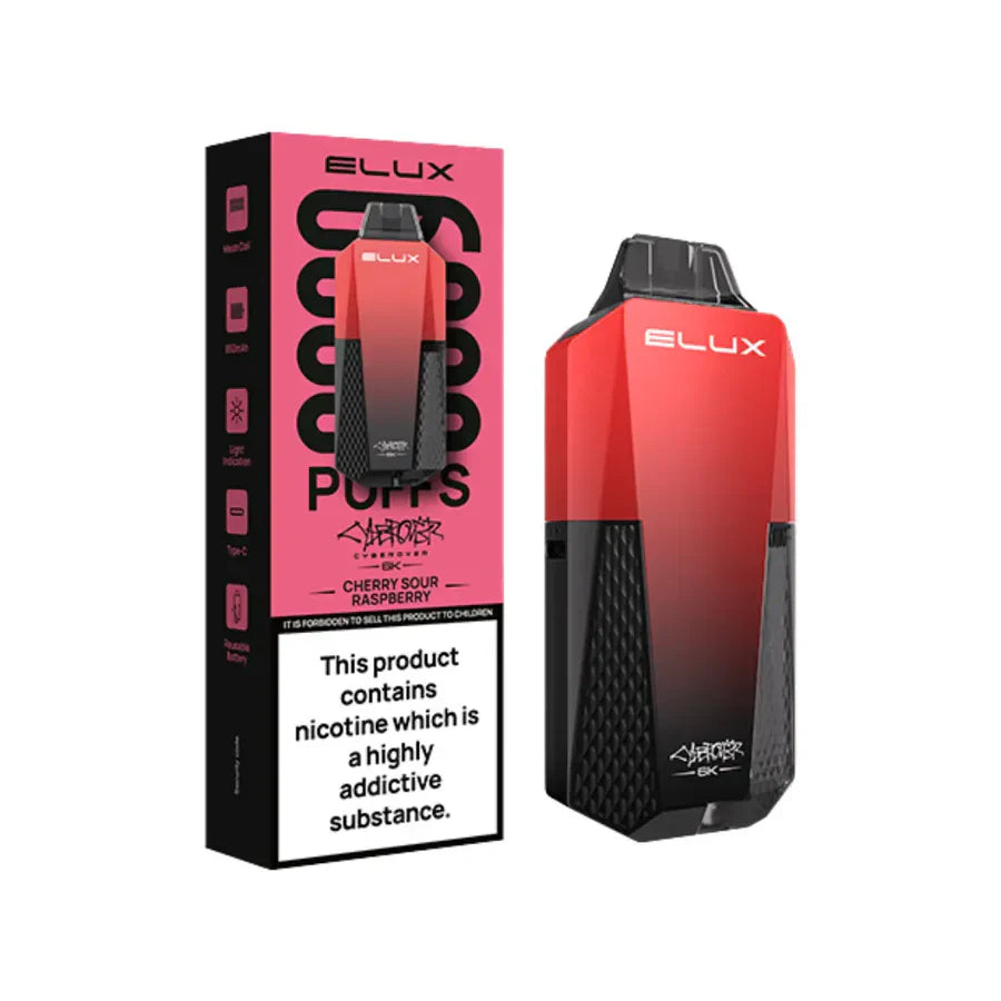 Elux vape device and packaging on a white background