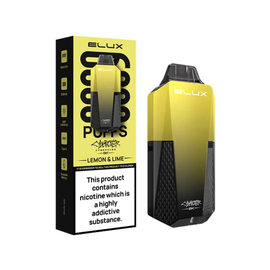 Elux vape device and packaging on a white background