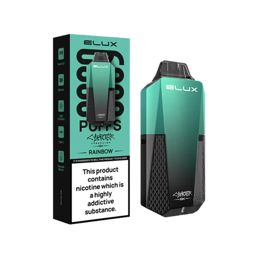 Elux vape device and packaging on a white background