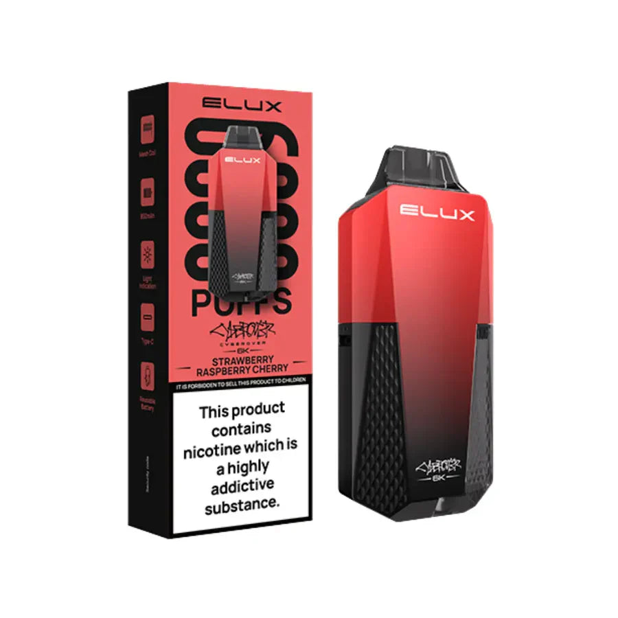 Elux vape device and packaging on a white background