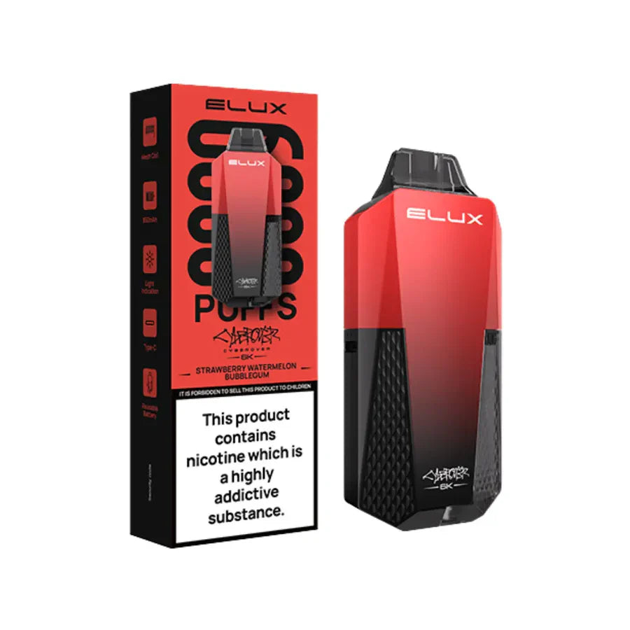 Elux vape device and packaging on a white background