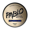 Pablo Gold Edition Frosted Ice in a round tin, offering an intense icy menthol flavour with 17mg nicotine strength in a clean, tobacco-free pouch.