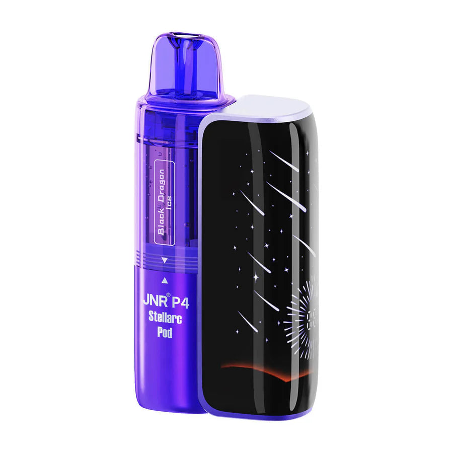 Purple and black vape device with 'JNR P4' branding on a white background