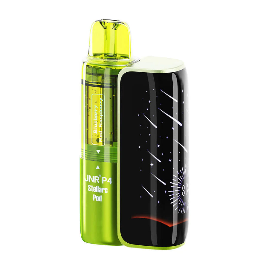 Vape device with green and black design on a white background