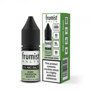 Frumist Salts e-liquid bottle and packaging on a white background