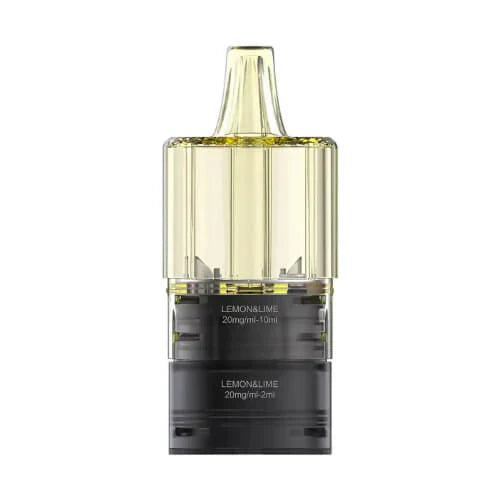 Vape juice cartridge with lemon and lime flavor on a white background