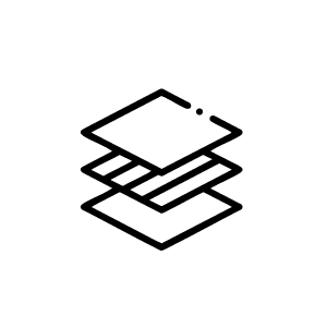 Minimalist black layered squares icon on grey