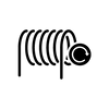 Coiled wire with small circular end, black outline