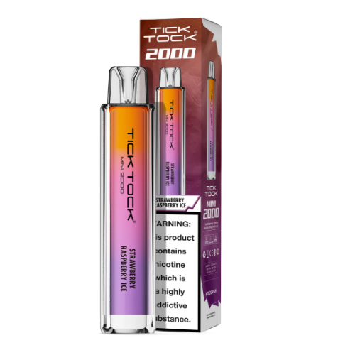 Tick Tock Mini 2000 Puffs Disposable Vape Device - 20MG - Eliquid Base - Strawberry-Raspberry-Ice