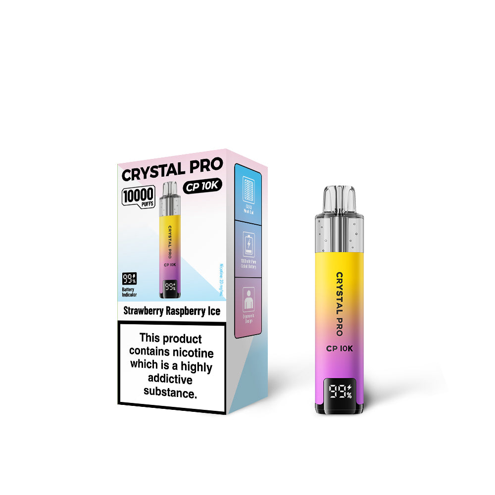 Crystal Pro CP 10000 Disposable Vape - Eliquid Base - StrawberryRaspBerryIce