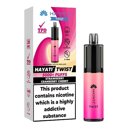 Hayati Twist 5000 Disposable Vape Device Pack Of 5, Strawberry Cranberry Cherry