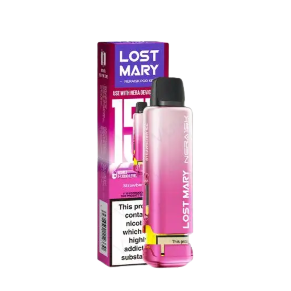   Lost Mary Nera Prefilled Pod in Strawberry Ice sweet strawberry with a cool finish.